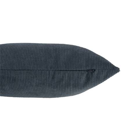 J-Line kussen Rib Vierkant - fluweel - blauw Grijs