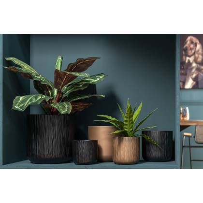 J-Line bloempot Gen - keramiek - - XL - 2 stuks - Ø 21 cm Zwart