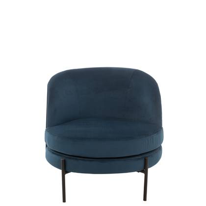 J-Line Loungestoel Rond Textiel|Metaal Blauw