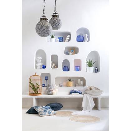 J-Line bloempot Gustave - cement - - large - Ø 20 cm Wit