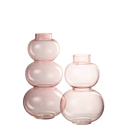 J-Line vaas Bol - glas - - large - 36 cm hoog Roze
