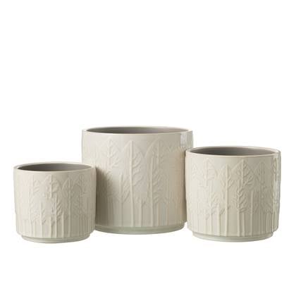 J-Line bloempot Blad - keramiek - - large - Ø 17 cm Wit