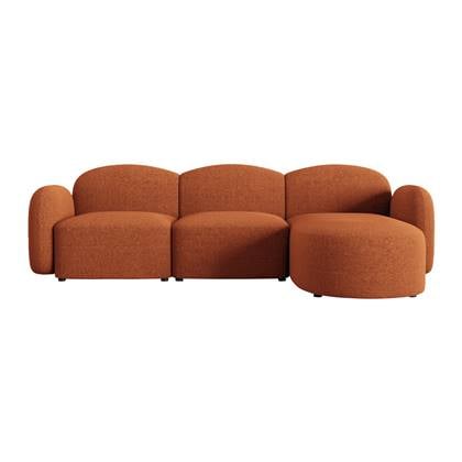 Micadoni Home Blair Hoekbank met Chaise Longue Rechts - Chenille - Terracotta Rood, Bruin, Oranje
