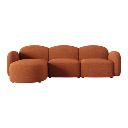 Micadoni Home Blair Hoekbank met Chaise Longue Links - Chenille - Terracotta Rood, Bruin, Oranje