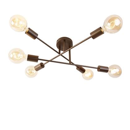 QAZQA sydney - Industriele Plafondlamp - 6 lichts - Ø 55 cm - Brons - Industrieel - Woonkamer | Slaapkamer | Keuken