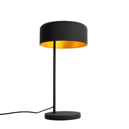 QAZQA jinte - Retro Tafellamp - 1 lichts - H 49 cm - Zwart Goud - Industrieel - Woonkamer | Slaapkamer | Keuken