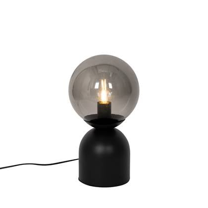QAZQA Hotel chique tafellamp met smoke glas - Pallon Trend Zwart