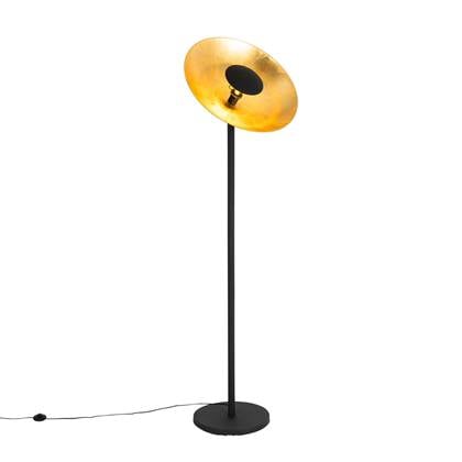 QAZQA magnax - Industriele Vloerlamp | Staande Lamp - 1 lichts - H 183 cm - Zwart Goud - Industrieel - Woonkamer | Slaapkamer | Keuken