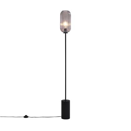 QAZQA rid - Art Deco Vloerlamp | Staande Lamp - 1 lichts - H 150 cm - Zwart - Woonkamer | Slaapkamer | Keuken