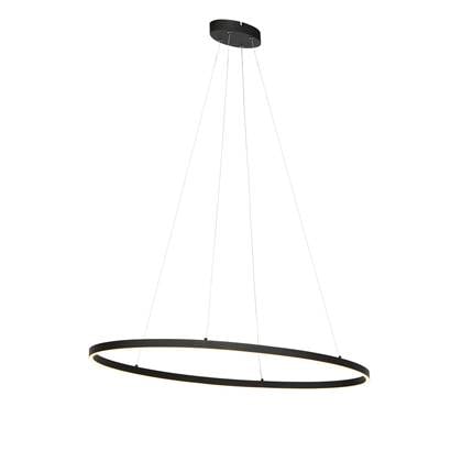 QAZQA Design hanglamp zwart ovaal incl. LED 3-staps dimbaar - Ovallo