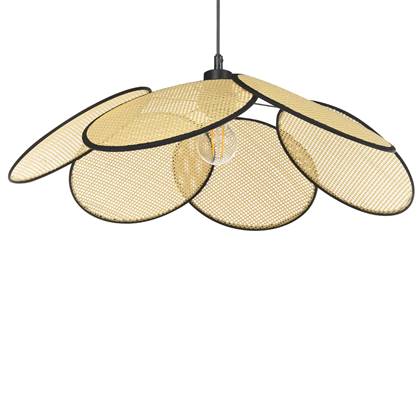 Beliani - MEROO - Hanglamp - Zwart|Naturel - Rotan