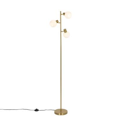 QAZQA anouk - Art Deco Vloerlamp | Staande Lamp - 3 lichts - H 150 cm - Goud - Woonkamer | Slaapkamer | Keuken