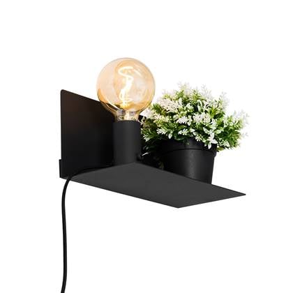 QAZQA muro - Moderne Wandlamp voor binnen - 1 lichts - D 15 cm - Zwart - Woonkamer | Slaapkamer | Keuken