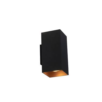 QAZQA Smart wandlamp zwart met goud vierkant incl. 2 Wifi GU10 - Sab afbeelding
