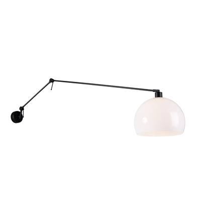 QAZQA blitz - Moderne Wandlamp met kap voor binnen - 1 lichts - D 30 cm - Zwart - Woonkamer | Slaapkamer | Keuken