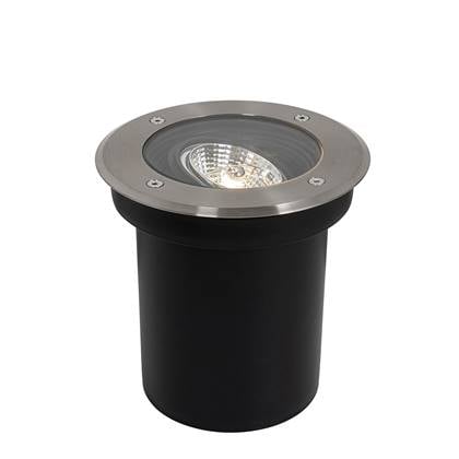 QAZQA delux - Moderne Grondspot - 1 lichts - Ø 16 cm - Staal - Buitenverlichting