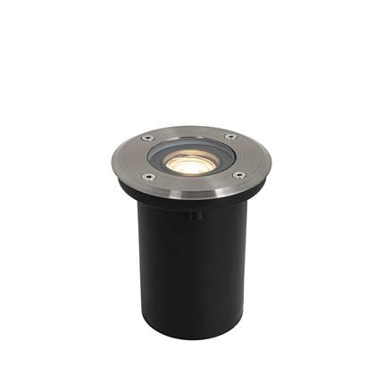 QAZQA delux - Moderne Grondspot - 1 lichts - Ø 11 cm - Staal - Buitenverlichting