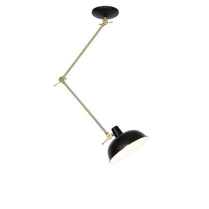 QAZQA Retro plafondlamp zwart met brons - Milou