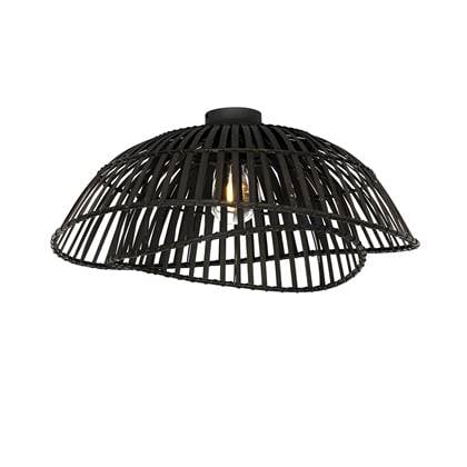 QAZQA Oosterse plafondlamp zwart bamboe 62 cm - Pua