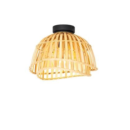 QAZQA Oosterse plafondlamp zwart met naturel bamboe 30 cm - Pua Wit