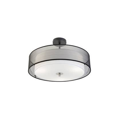 QAZQA drum-neutron - Moderne LED Dimbare Smart Plafondlamp incl. wifi met Dimmer - 3 lichts - Ø 50 cm - Zwart - Woonkamer | Slaapkamer | Keuken