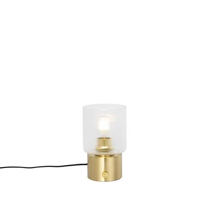 QAZQA laura - Art Deco Tafellamp - 1 lichts - H 24 cm - Goud - Woonkamer | Slaapkamer | Keuken