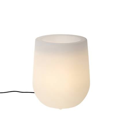 QAZQA flowerpot - Moderne Verlichte bloempot - 1 lichts - H 44 cm - Wit - Buitenverlichting