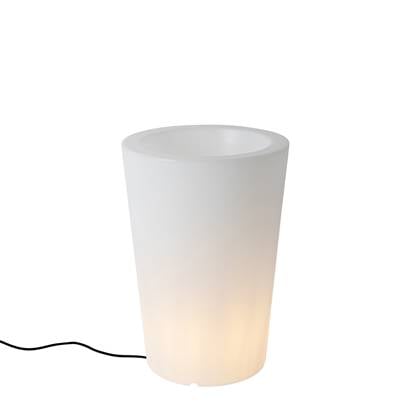 QAZQA verano - Moderne Verlichte bloempot - 1 lichts - H 60 cm - Wit - Buitenverlichting
