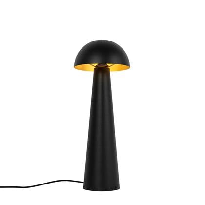QAZQA mushroom - Moderne Vloerlamp | Staande Lamp - 1 lichts - H 65 cm - Zwart Goud - Buitenverlichting