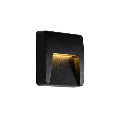 QAZQA Buiten wandlamp zwart vierkant incl. LED IP65 - Gem