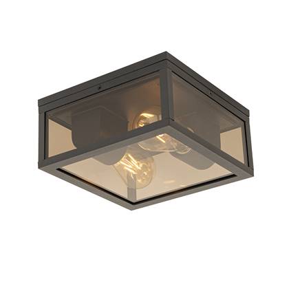 QAZQA charlois - Moderne Plafondlamp voor buiten - 2 lichts - L 24 cm - Brons - Buitenverlichting
