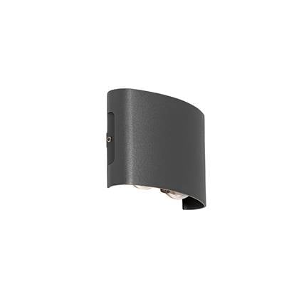 QAZQA silly - Moderne LED Wandlamp Up Down voor buiten - 4 lichts - D 4 cm - Donkergrijs - Buitenverlichting