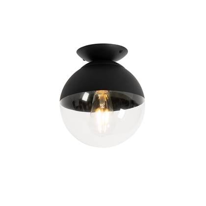 QAZQA eclipse - Retro Plafondlamp - 1 lichts - Ø 20 cm - Zwart - Woonkamer | Slaapkamer | Keuken