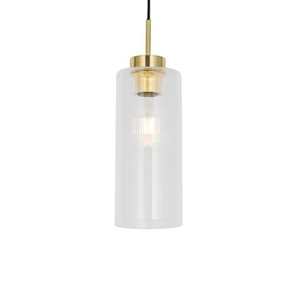 QAZQA laura - Art Deco Hanglamp - 1 lichts - Ø 12 cm - Goud - Woonkamer | Slaapkamer | Keuken
