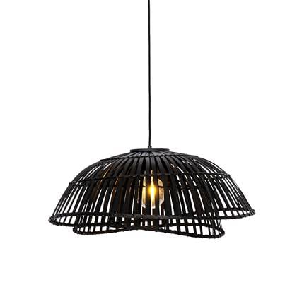 QAZQA Oosterse hanglamp zwart bamboe 62 cm - Pua