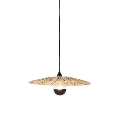 QAZQA leia - Landelijke Hanglamp - 1 lichts - Ø 45 cm - Naturel - Woonkamer | Slaapkamer | Keuken