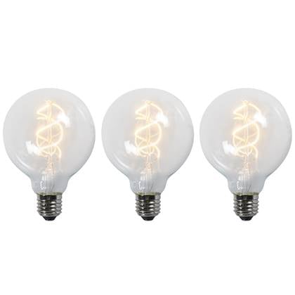 LUEDD Set van 3 E27 LED gedraaid filament lampen G95 helder 5W 400 lm 2200K