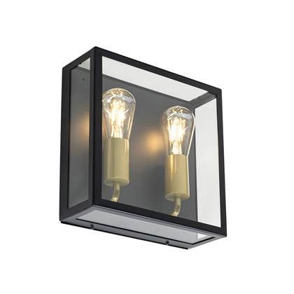 QAZQA rotterdam - Industriele Wandlamp voor buiten - 2 lichts - L 28 cm - Messing - Industrieel - Buitenverlichting
