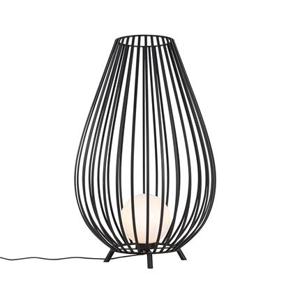 QAZQA angela - Design Vloerlamp | Staande Lamp - 1 lichts - H 110 cm - Zwart - Buitenverlichting