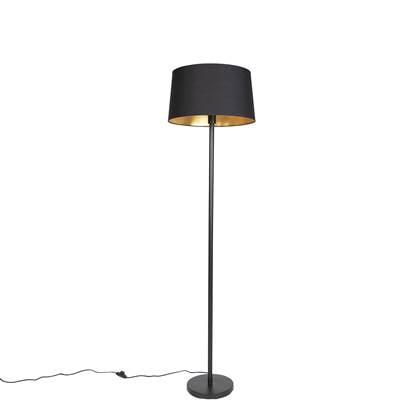 QAZQA simplo - Moderne LED Dimbare Smart Vloerlamp | Staande Lamp met kap incl. wifi met Dimmer - 1 lichts - H 169 cm - Zwart - Woonkamer | Slaapkamer