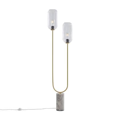 QAZQA rid - Art Deco Vloerlamp | Staande Lamp - 2 lichts - H 150 cm - Messing - Woonkamer | Slaapkamer | Keuken