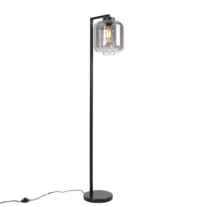 QAZQA qara - Design LED Dimbare Smart Vloerlamp | Staande Lamp incl. wifi met Dimmer - 1 lichts - H 153 cm - Zwart - Woonkamer | Slaapkamer | Keuken