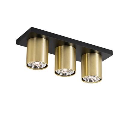QAZQA tubo - Moderne Plafondspot | Spotje | Opbouwspot - 3 lichts - L 36 cm - Goud - Woonkamer | Slaapkamer | Keuken