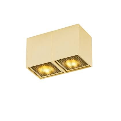 QAZQA qubo - Design Plafondspot | Spotje | Opbouwspot - 2 lichts - L 16.5 cm - Goud - Woonkamer | Slaapkamer | Keuken