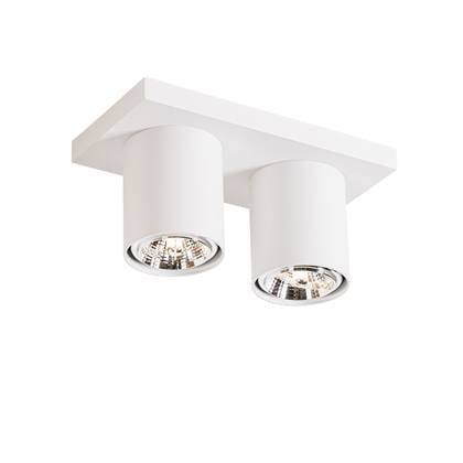 QAZQA tubo - Moderne Plafondspot | Spotje | Opbouwspot - 2 lichts - L 24 cm - Wit - Woonkamer | Slaapkamer | Keuken