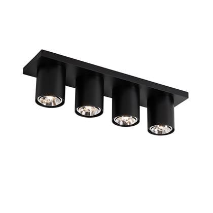 QAZQA tubo - Moderne Plafondspot | Spotje | Opbouwspot - 4 lichts - L 48 cm - Zwart - Woonkamer | Slaapkamer | Keuken