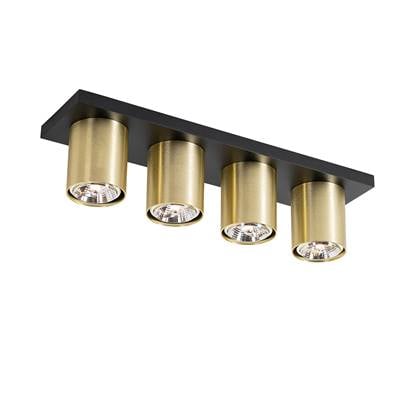 QAZQA tubo - Moderne Plafondspot | Spotje | Opbouwspot - 4 lichts - L 48 cm - Goud - Woonkamer | Slaapkamer | Keuken