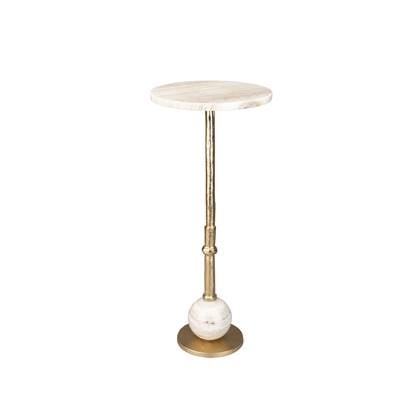 Dutchbone Everest Bijzettafel Rond 25 cm Marmer Beige| Goud