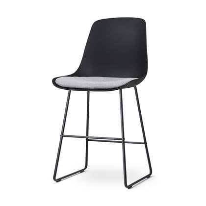 Nolon Nino-Liv Barkruk Zwart - Lichtgrijs Kussen - Zwart Frame - 65cm