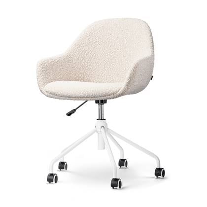 Nolon Nout-Mae bureaustoel bouclé beige wit onderstel